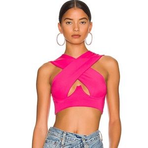 Cross over top in hot pink